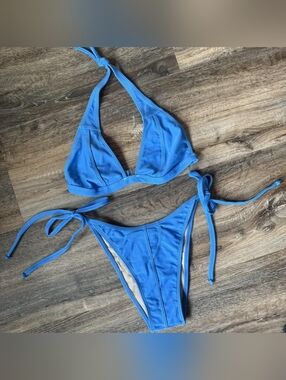 Dalvi Blue High Cut Adjustable Ties Bikini Set